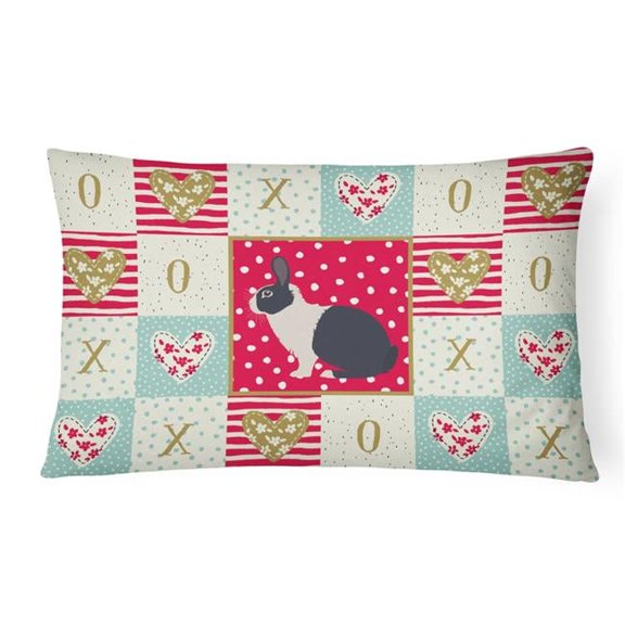 12 x 3 x 16 in. Dutch Rabbit Love Canvas Fabric Decorative Pillow