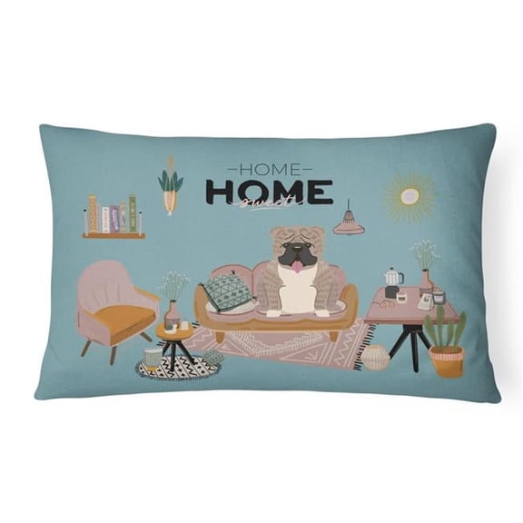 12 x 3 x 16 in. Grey Brindle English Bulldog Sweet Home Canvas Fabric Decorative Pillow