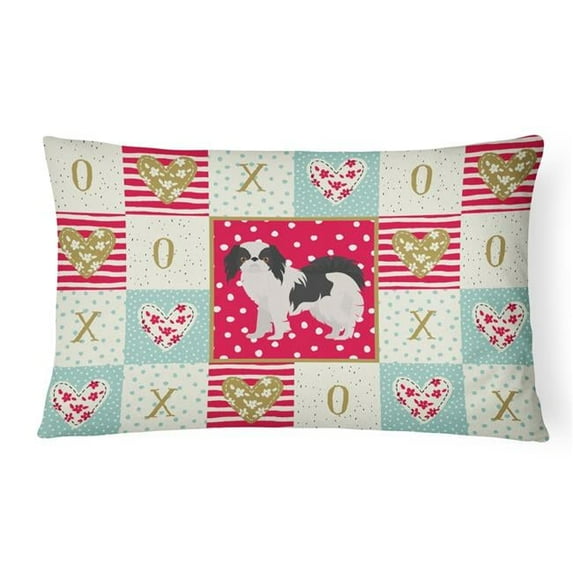 12 x 3 x 16 in. Japanese Chin No.2 Love Canvas Fabric Decorative Pillow
