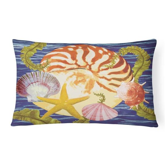 12 x 3 x 16 in. Nautilus & Gulf & Sundial Canvas Fabric Decorative Pillow