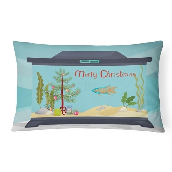 12 x 3 x 16 in. Paradise Fish Merry Christmas Canvas Fabric Decorative Pillow