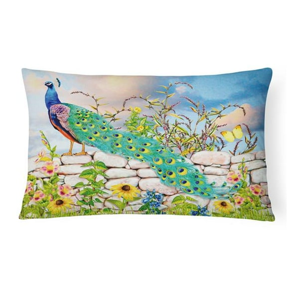 12 x 3 x 16 in. Proud Peacock Canvas Fabric Decorative Pillow
