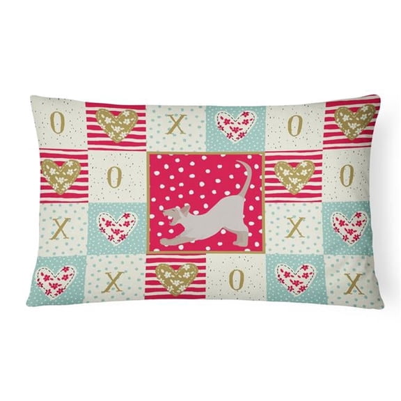 12 x 3 x 16 in. Thai Lilac Cat Love Canvas Fabric Decorative Pillow