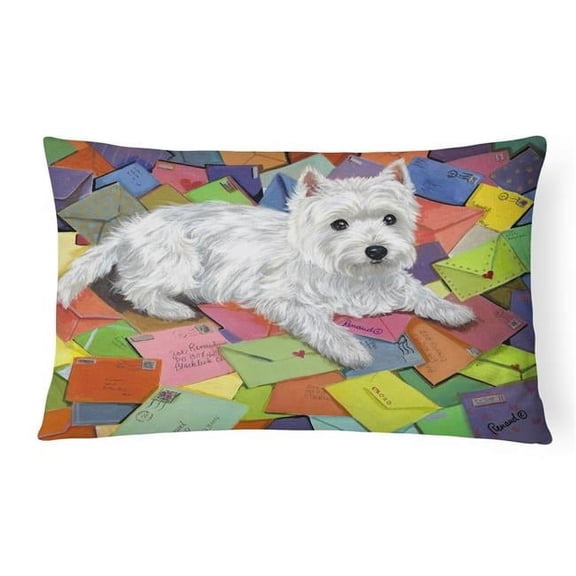 12 x 3 x 16 in. Westie Zoes Mail Canvas Fabric Decorative Pillow