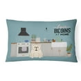 thumbnail image 1 of 12 x 3 x 16 in. White English Bulldog Kitchen Scene Canvas Fabric Decorative Pillow, 1 of 1