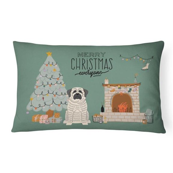 12 x 3 x 16 in. White Mastiff Brindle Christmas Everyone Canvas Fabric Decorative Pillow