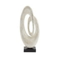 thumbnail image 1 of 12" x 30" White Mother of Pearl Shell Swirl Abstract Sculpture with Black Base, by DecMode, 1 of 10