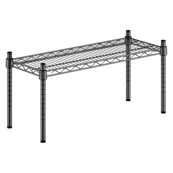 12" x 30" x 14" Black Epoxy Wire Storage Shelf, Dunnage Rack, 1 Tier Small Shelf