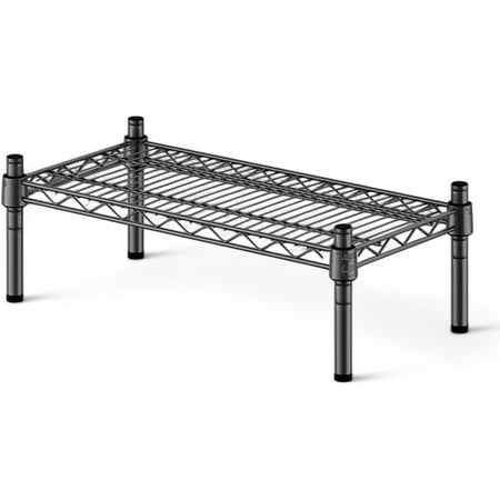 12" x 30" x 8" Black Heavy-Duty Adjustable Wire Dunnage Rack, Commercial-Grade 1-Tier Shelving Unit for Kitchen, Garage, or Warehouse