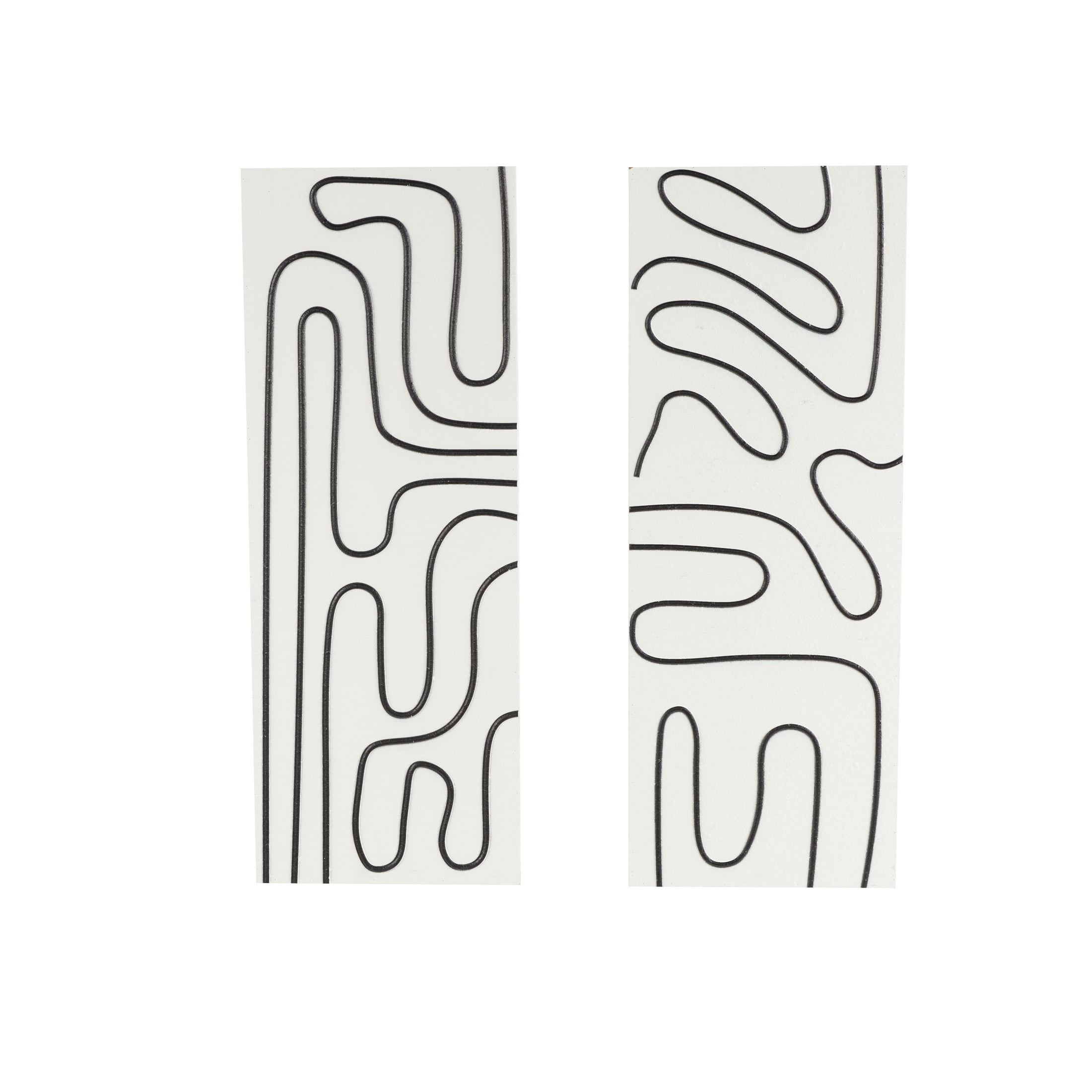 White and Black Geometric Fir Wood Wall Art Set, 12" x 32"