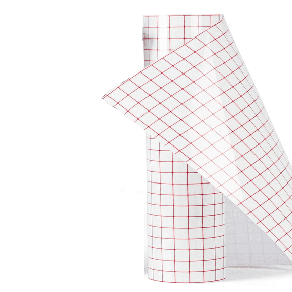 12" x 33 FT Clear Transfer Tape for Vinyl, Clear Transfer Paper with Red Grid, Compatible with Cricut Explore & Maker Machines, Medium Tack Transfer Tape Roll for Adhesive Vinyl Decals, Signs, Window