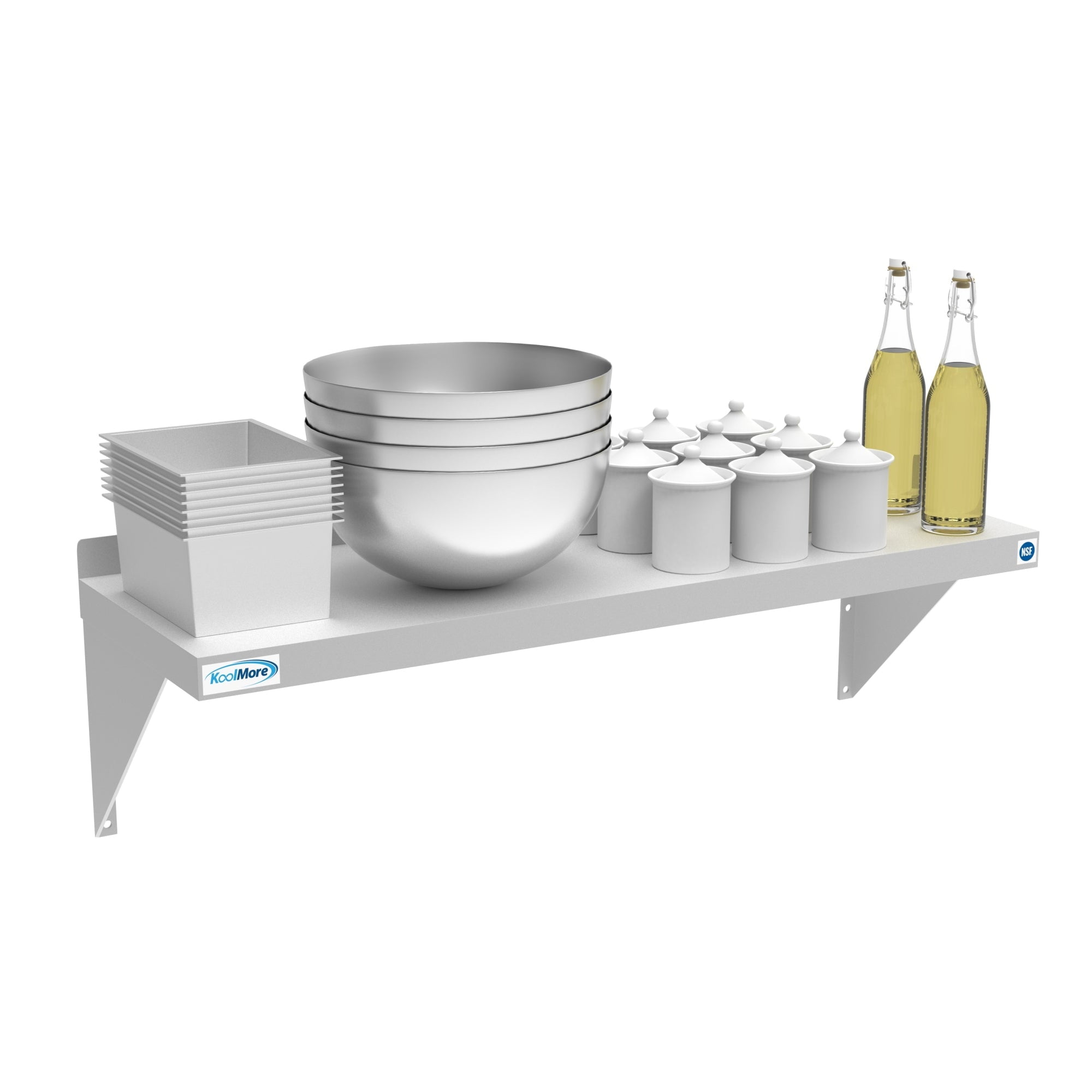Heavy-Duty Stainless Steel Wall Shelf with Brackets