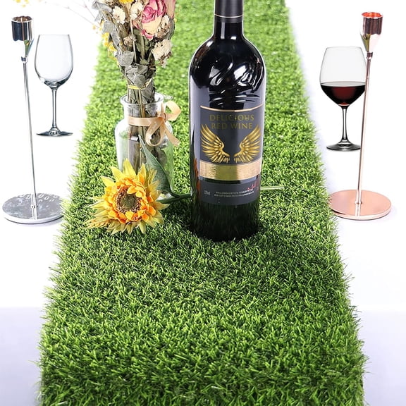12 x 36 Inch Easter Artificial Grass Table Runners Washable Green Synthetic Decor Faux Table Runner Trimmable Green Artificial Tabletop Supplies For Golf Themed Party Dining Decorations