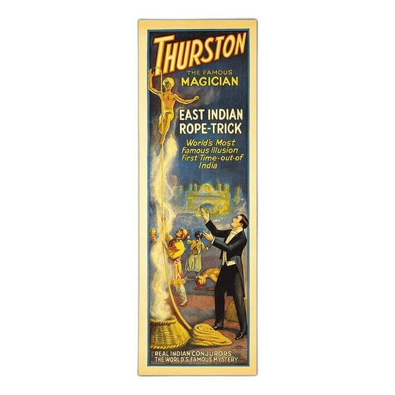 12" x 36" Thurston Rope Trick Vintage Magic Poster Wall Art