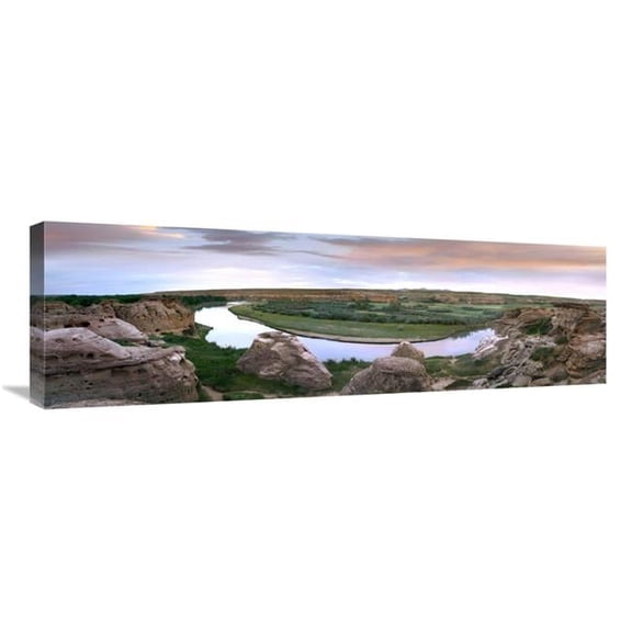12 x 36 in. A Bend in the Milk River, Writing-On-Stone Provincial Park, Alberta, Canada Art Print - Tim Fitzharris