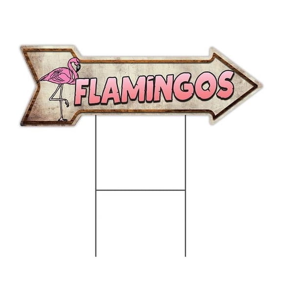 12 x 36 in. Corrugated Plastic Double Sided Arrow Sign - Flamingos