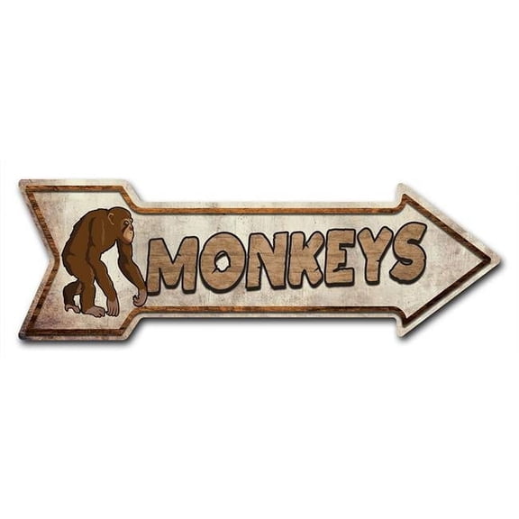 12 x 36 in. Indoor & Outdoor Decor Direction Sticker Vinyl Wall Decals - Monkeys - 24 in.