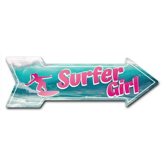 12 x 36 in. Indoor & Outdoor Decor Direction Sticker Vinyl Wall Decals - Surfer Girl - 24 in.