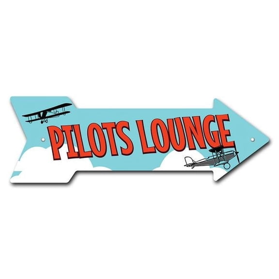 12 x 36 in. Wide Pilots Lounge Arrow Sign