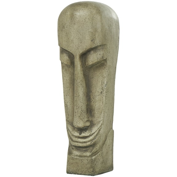 12" x 37" Gray Resin Tall Distressed Totem Face Sculpture, by DecMode