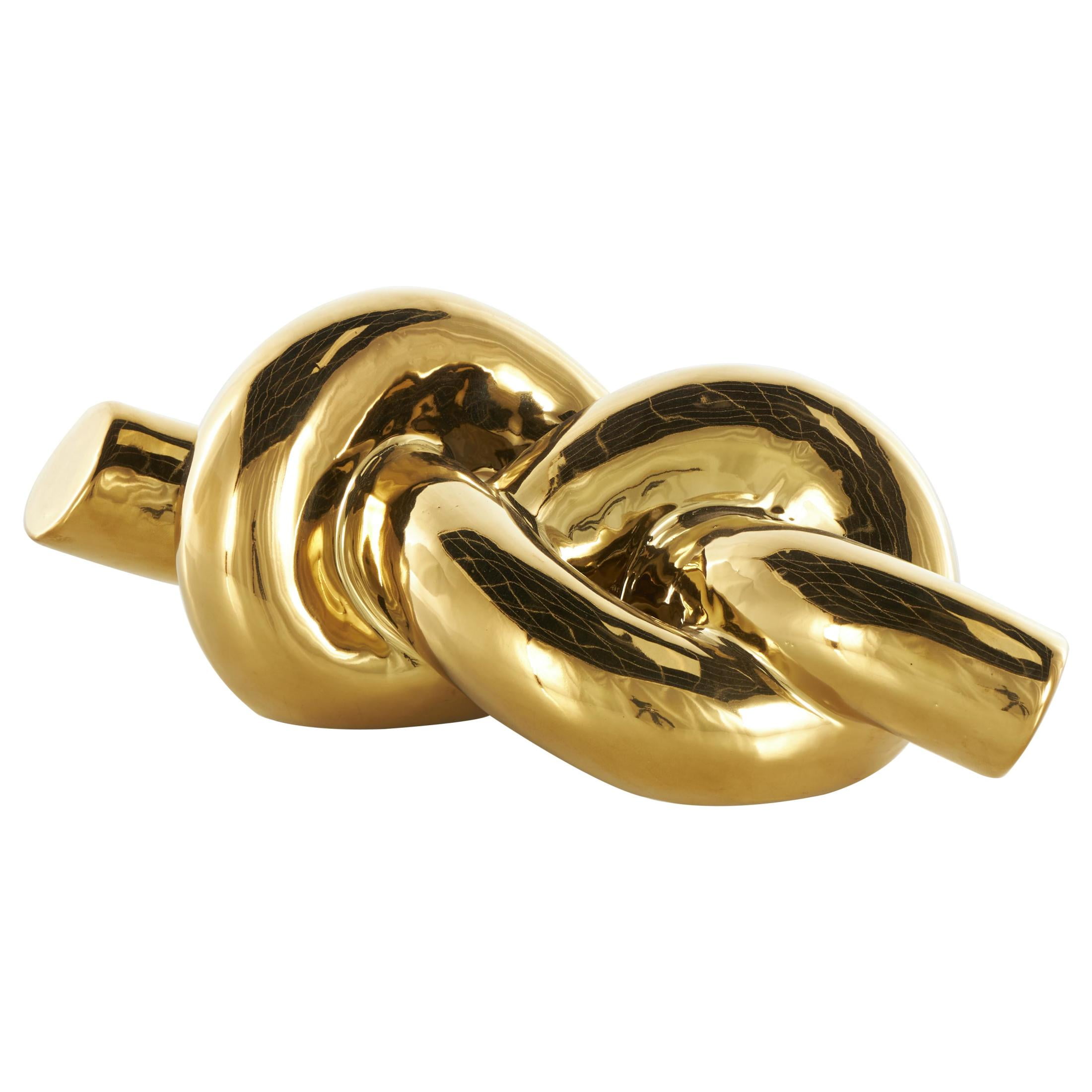 12" x 4" Gold Ceramic Knot Sculpture, by DecMode