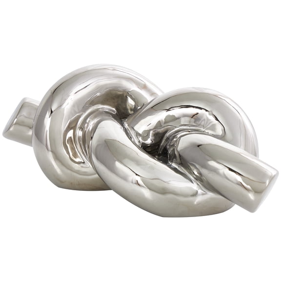 12" x 4" Silver Ceramic Abstract Knot Sculpture, by DecMode