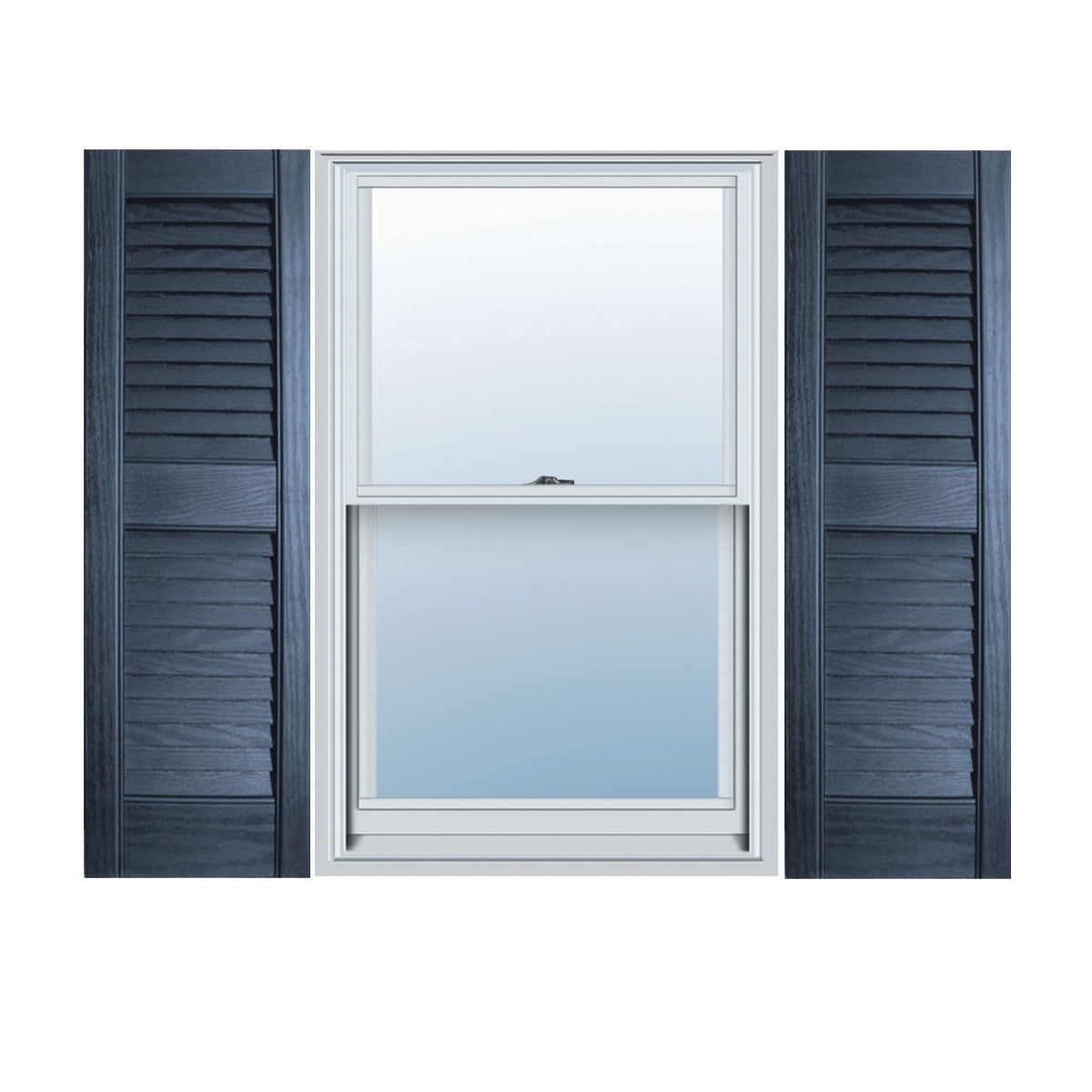 12" x 47" Builders Choice Vinyl Open Louver Window Shutters, w/Shutter Spikes & Screws (Per Pair), Indigo Blue