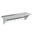 thumbnail image 1 of AmGood 12 in. X 48 in. Stainless Steel Wall Mounted Pot Rack with Shelf and 6 Double Sided Chrome Plated Hooks | NSF, 1 of 5