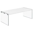 thumbnail image 1 of 22" x 44" x 16.25" White Clear Particle Board Tempered Glass Coffee Table, 1 of 5