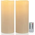 thumbnail image 1 of 12" x 5" Waterproof Outdoor Flameless Candles Battery Operated LED Flickering Pillar Candles with Remote and Timer for Indoor Outdoor Lanterns, Long Lasting, Ivory White Large, Set of 2, 1 of 10