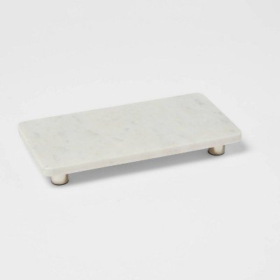 12" x 6" Marble Serving Stand White