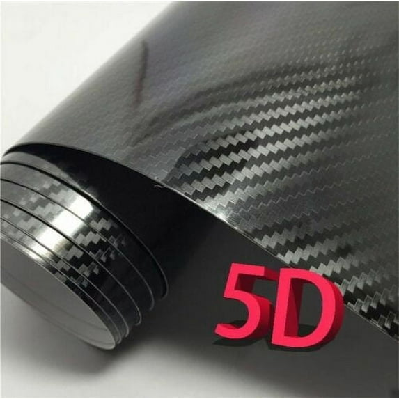 12" x 60" Premium 5D Gloss Black Carbon Fiber Vinyl Wrap Bubble Free Air Release