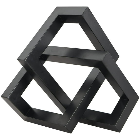 12" x 7" Black Metal Abstract Shaped Geometric Sculpture, by DecMode