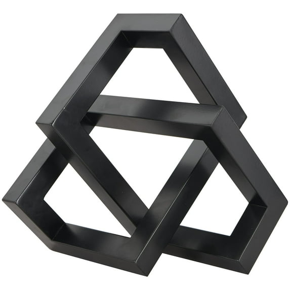 12" x 7" Black Metal Abstract Shaped Geometric Sculpture, by DecMode