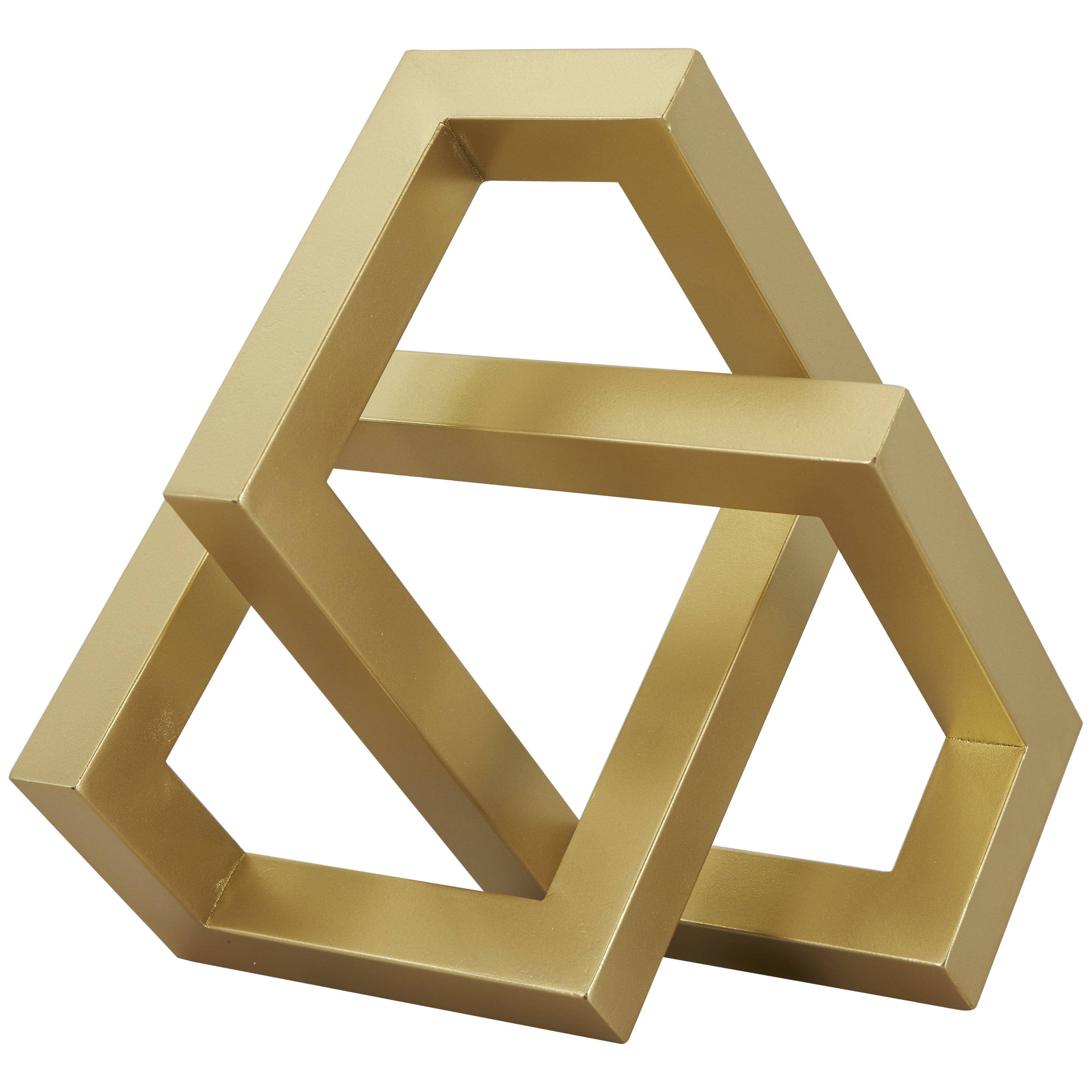 12" x 7" Gold Metal Abstract Shaped Geometric Sculpture, by DecMode