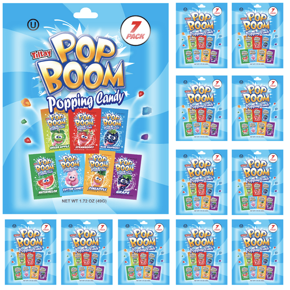 12 x 7 Multi Bag Pop Boom Popping Candy – 7 Flavor Assortment (84 Packs)