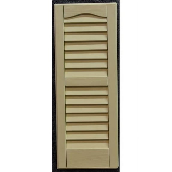 12 x 71 in. Louvered Exterior Decorative Shutters, Cream