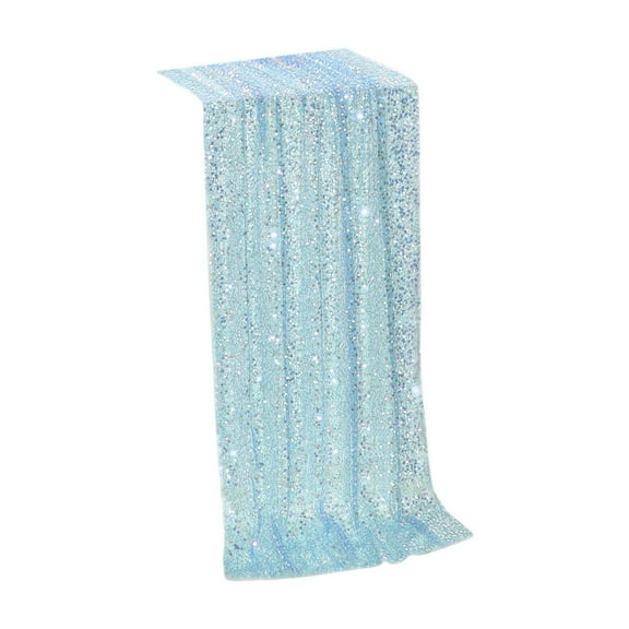 12 x 72 inches Blue Sequin Table Runner, Shiny Beauty Glitter Runner for Birthday Party Supplies Decorations Wedding Bachelorette Holiday Celebration Bridal Shower Baby Shower