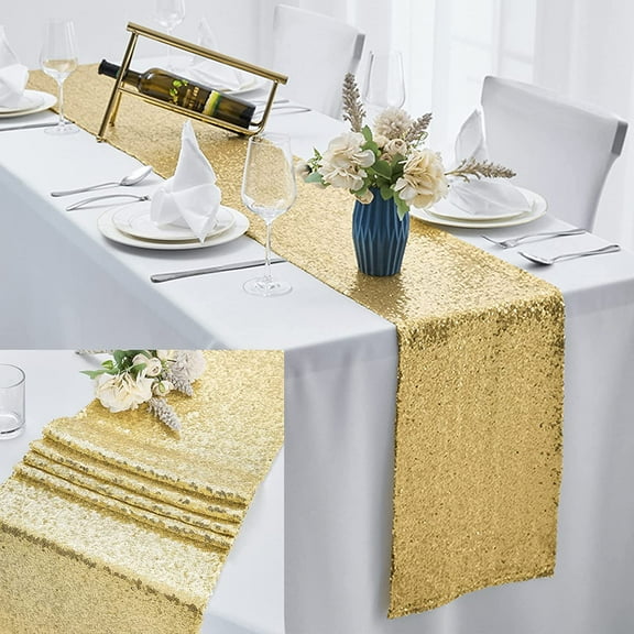 12 x 72 inches Hot Pink Sequin Table Runner, Glitter Table Runner for Birthday Party Supplies Decorations Wedding Bachelorette Holiday Celebration Decor