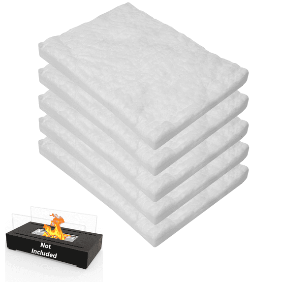 12" x 8" x 1" Thick - Ceramic Wool Wick for Tabletop Fire Pit - 5 Pack - Ceramic Wool Sponge to Extend Burn Time - Ceramic Fiber Insulation for Bioethanol Fuel Fireplaces, Portable Tabletop Fire Pits
