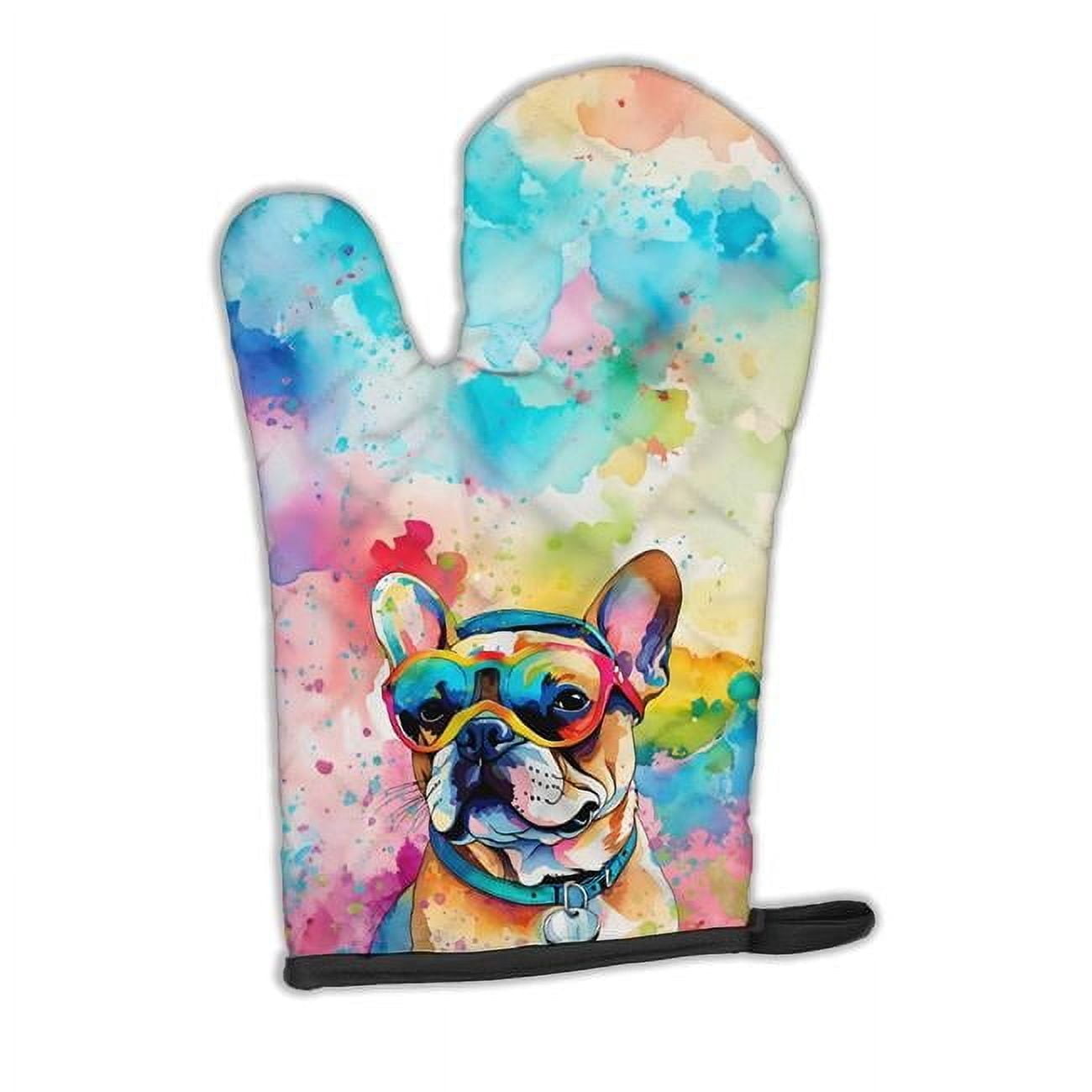 12 x 8.5 in. Unisex French Bulldog Hippie Dawg Polyester Oven Mitt