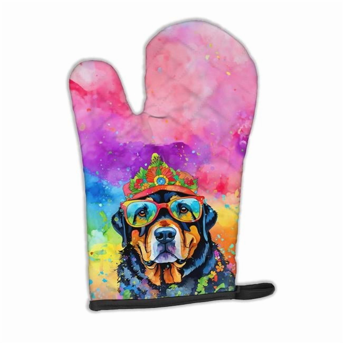 12 x 8.5 in. Unisex Rottweiler Hippie Dawg Polyester Oven Mitt