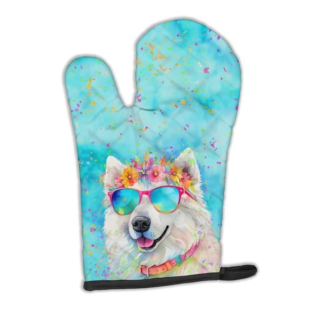 12 x 8.5 in. Unisex Samoyed Hippie Dawg Polyester Oven Mitt
