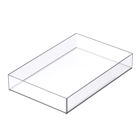 12" x 8" Clear Stacking Storage Tray by Simply Tidy - Stackable Plastic Organizer for Desk - Crafting - and Office Supplies - 1 Pack