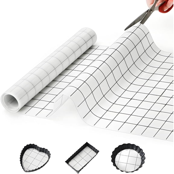 12 In x 8 FT Silicone Baking Mat Roll, Non-Stick Grid Pastry Mat Free Cutting, Heat Resistant Food Grade Counter Mat, Air Fryer Liner for Pizza, biscuit, Pie Crust