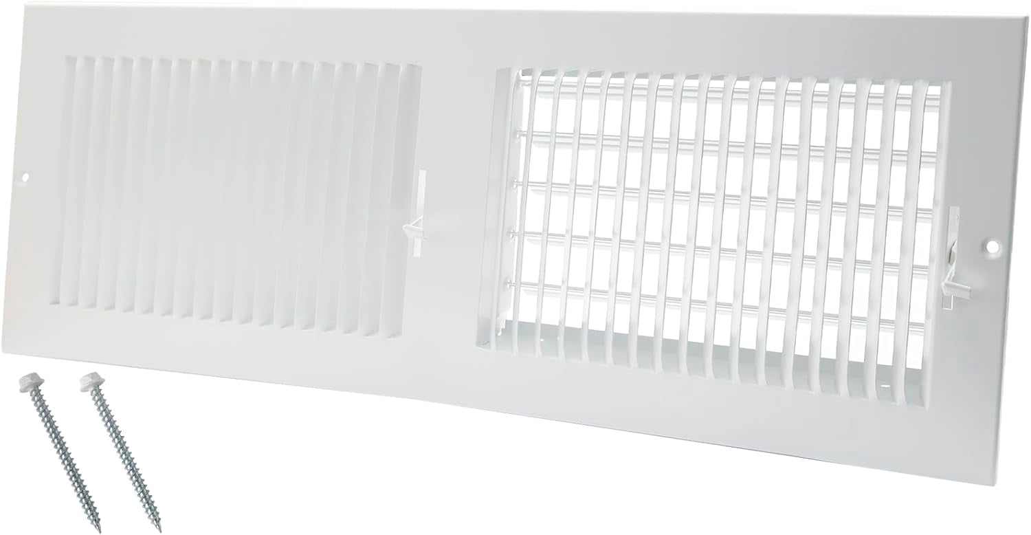 12 x 8 Inch [Duct Opening] Air Vent Covers for Wall or Ceiling - High Airflow 2 Way Steel Ventilation - Adjustable Wall/Ceiling Register, 13-3/4 Inch x 9-3/4 Inch [Overall Dimensions]