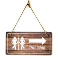 12 x 8 Inch Fun Restroom Sign Arrow Right Rustic Oak Wood Sign ...