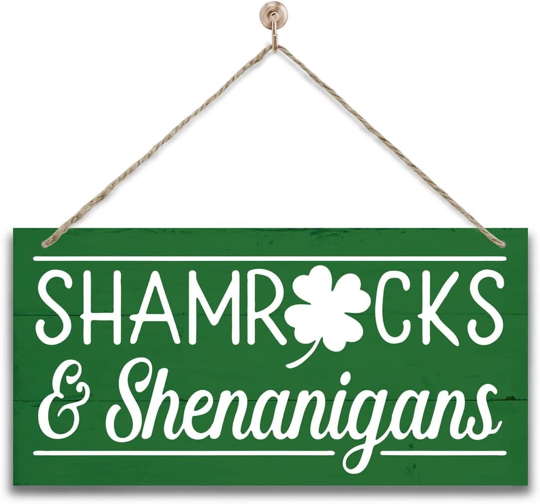 Humorous Irish Signs 12 x 8 Inch Funny Shamrocks and Shenanigans St Patricks Day Sign ...