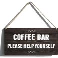 12 x 8 Inch Inch Coffee Bar Help Yourself Wooden Sign, Rustic Wall ...