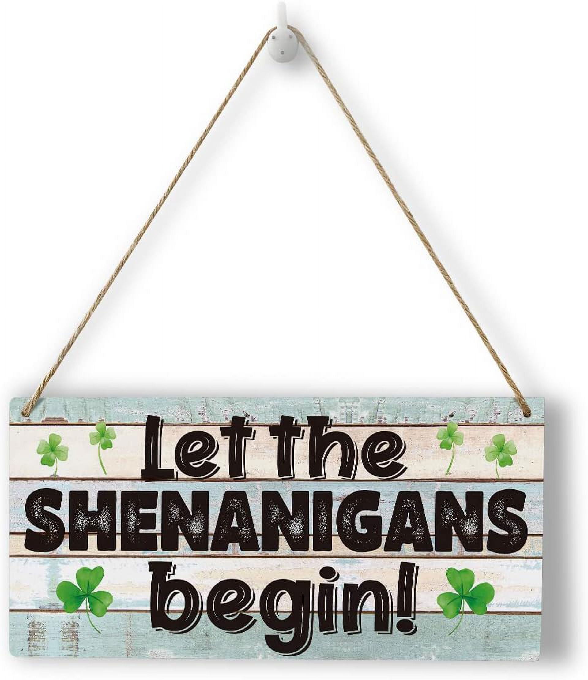 Humorous Irish Signs 12 x 8 Inch Let The Shenanigans Begins Rustic Sign - Funny St Patricks ...